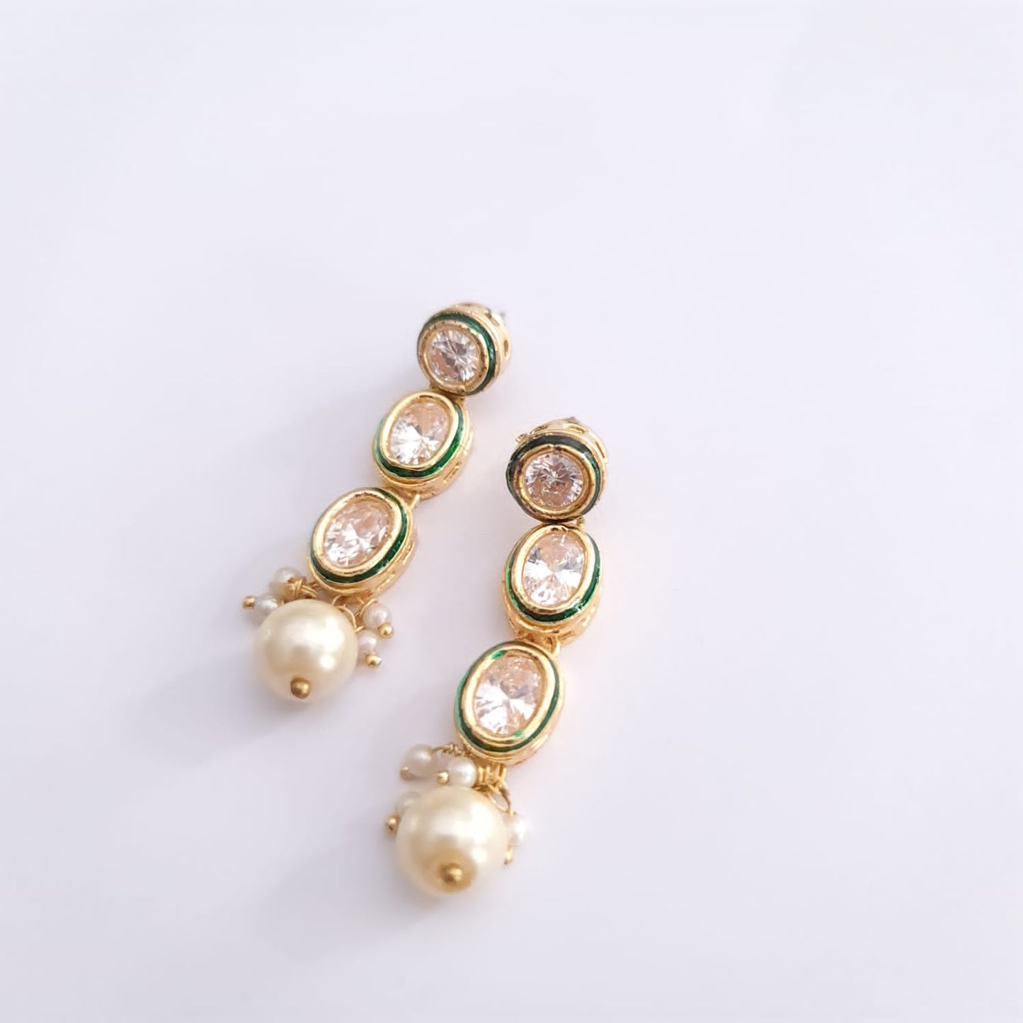 Kundan Polki Pearl Light Weight Earring