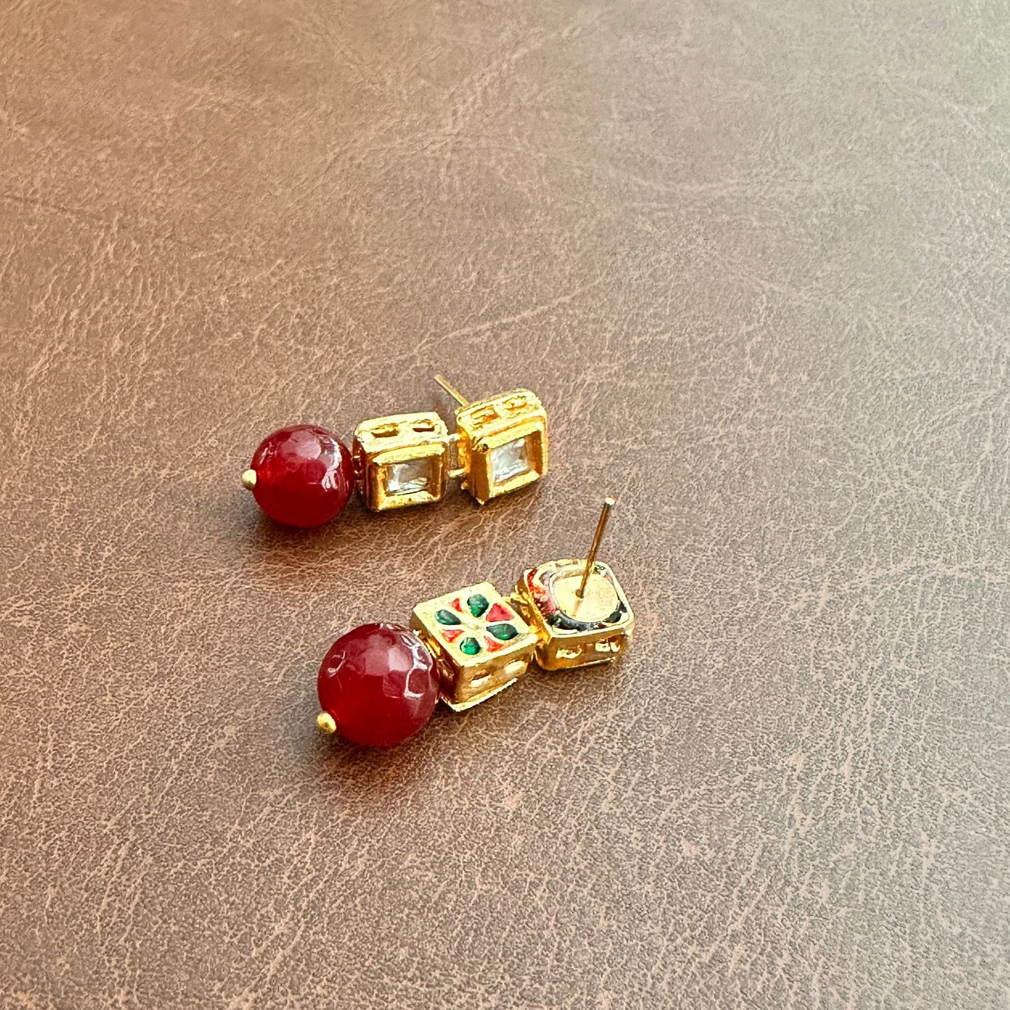 PEARL DOUBLE STONE EARRING