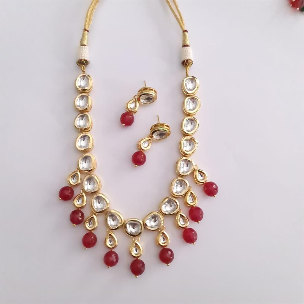 Ruby Polki Kundan Drop Necklace