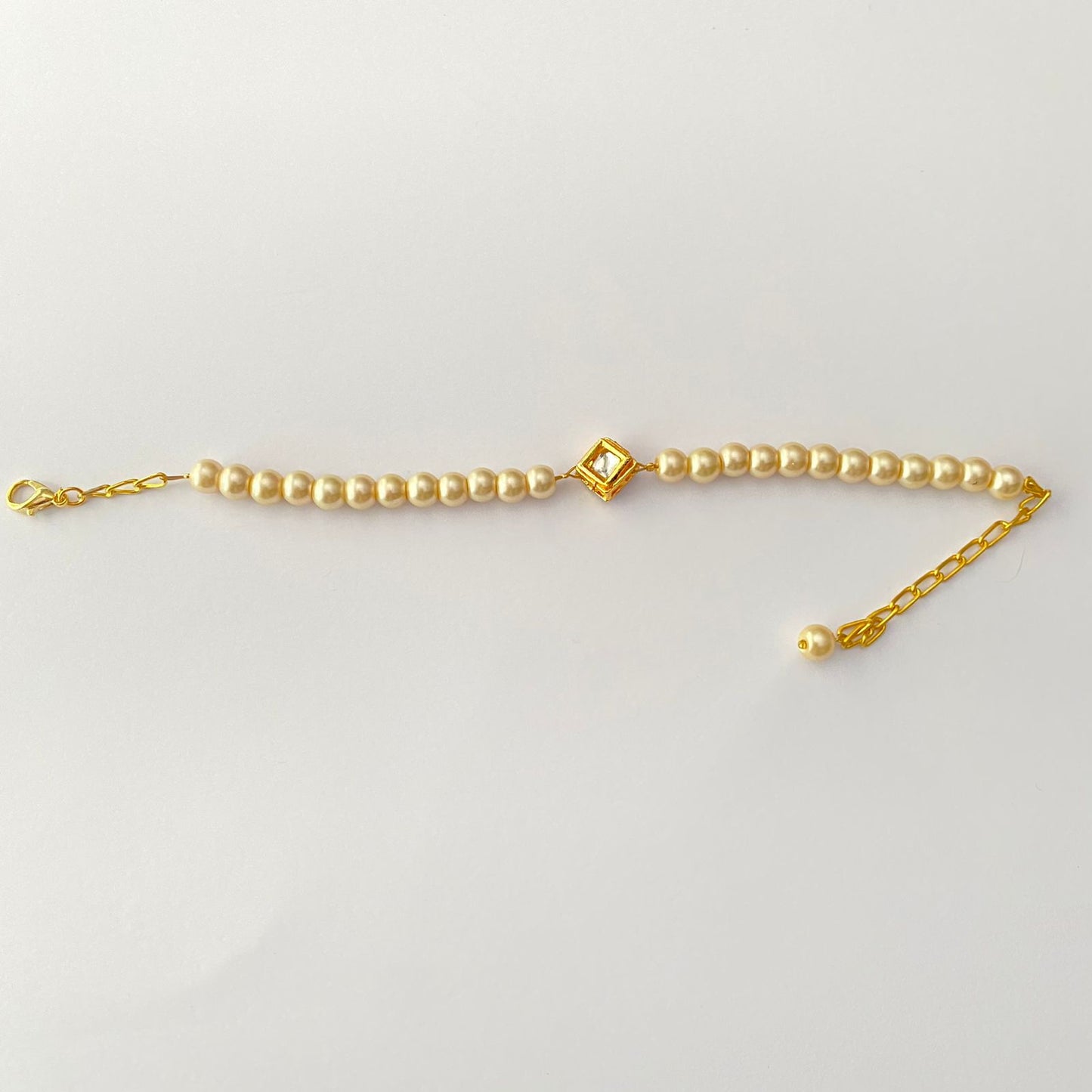 Classic Kundan off white pearl lumba Rakhi For women