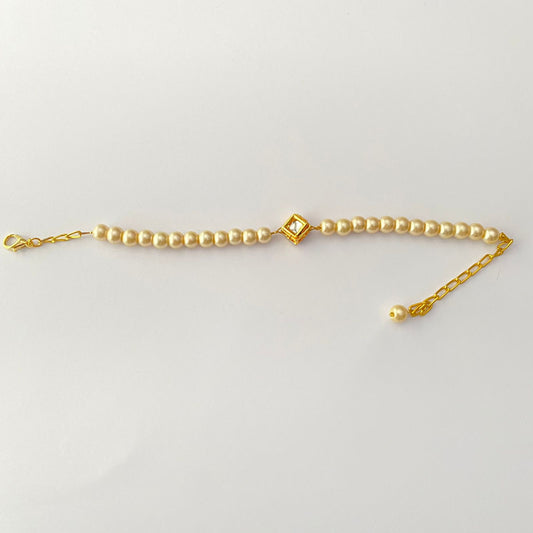 Classic Kundan  off white pearl lumba Rakhi For women