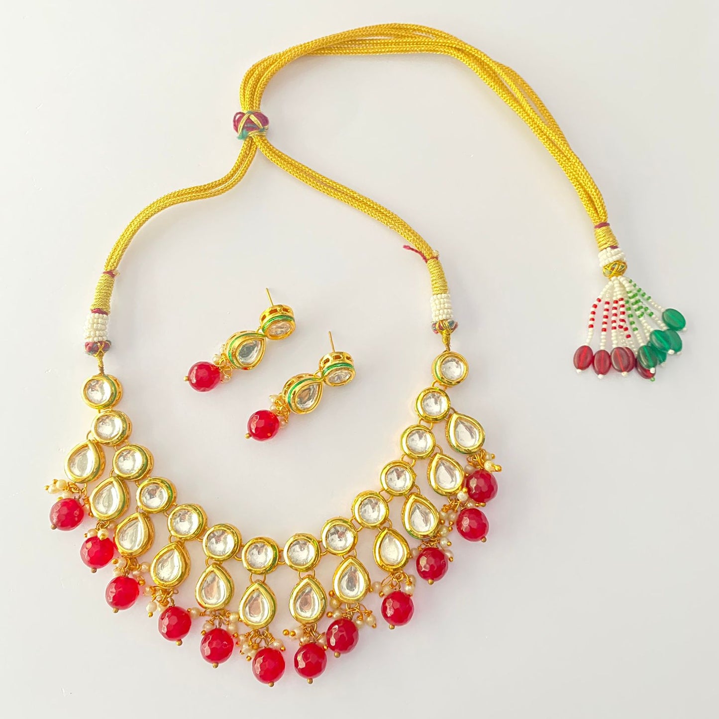 RUBY STONE KUNDAN POLKI NECKLACE