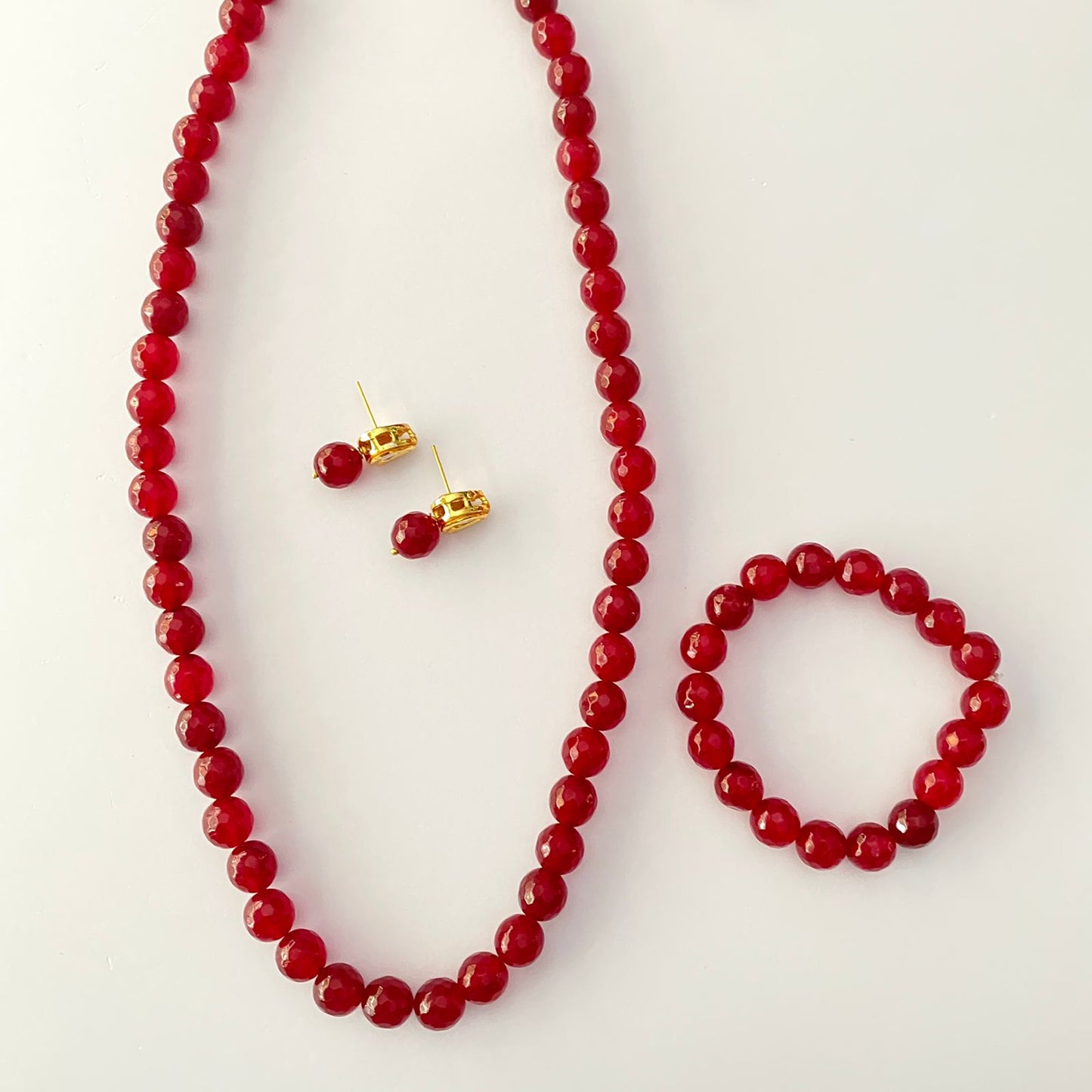 SIMPLE RUBY STONE NECKLACE SET