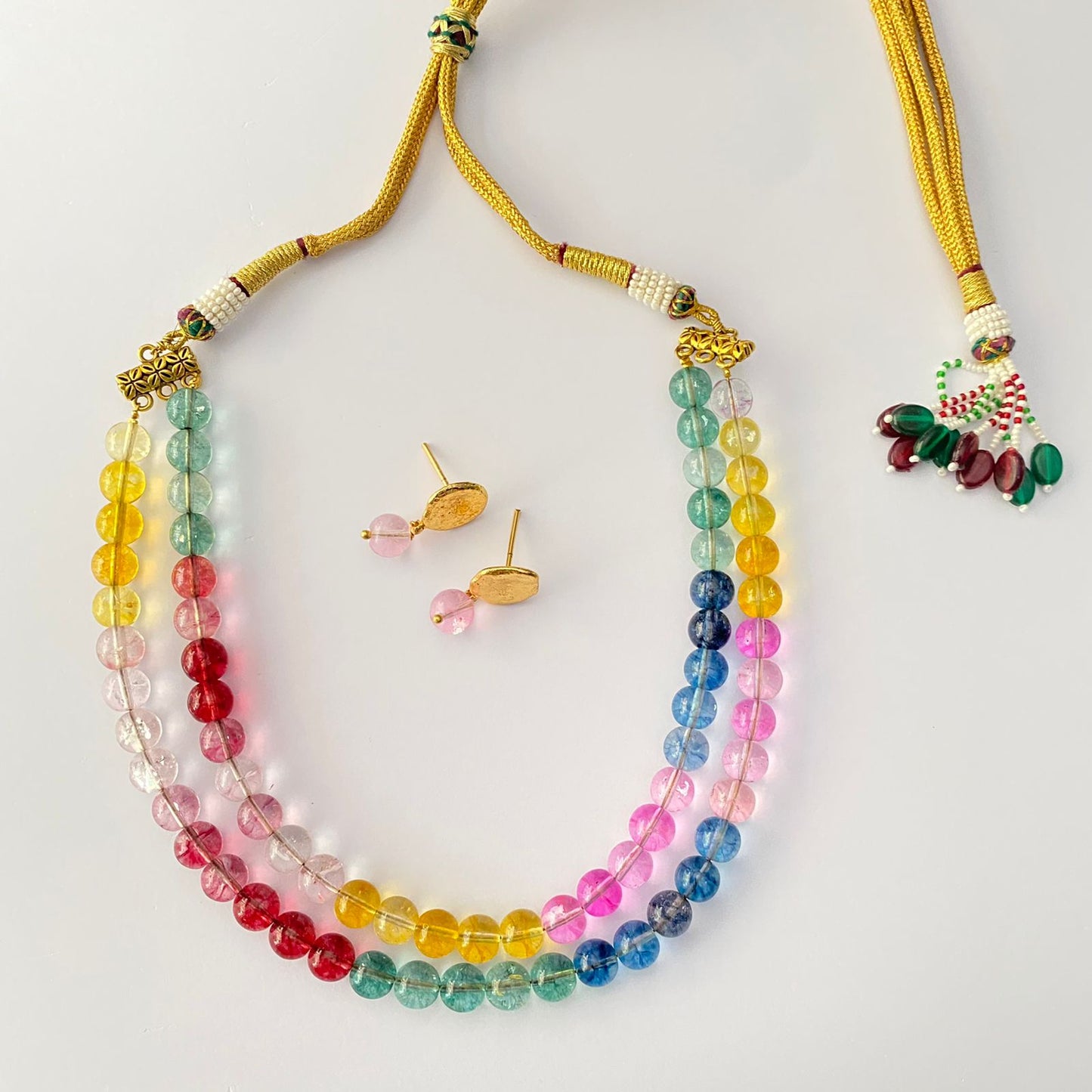 MULTI COLOUR DOUBLE LAYER NECKLACE SET