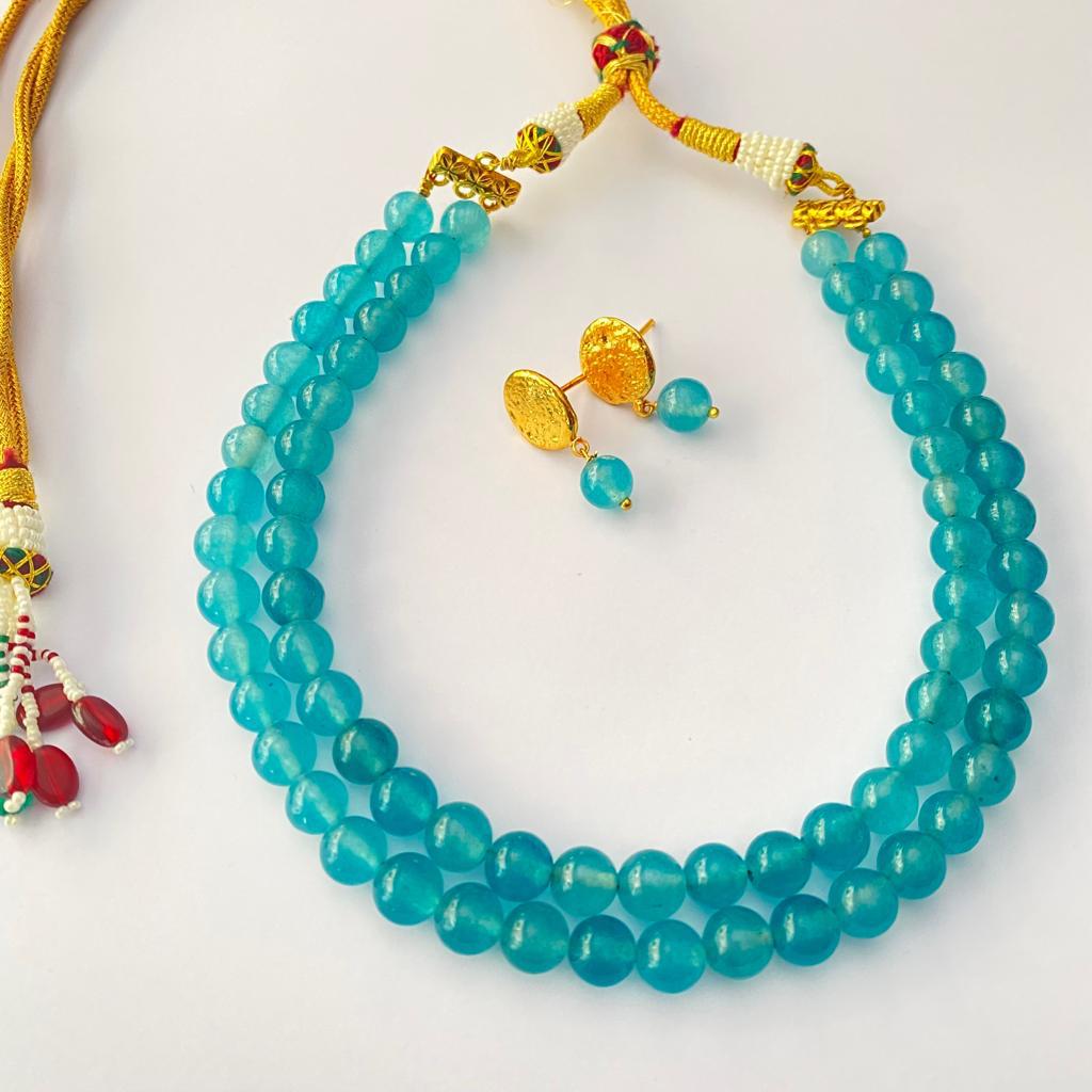 SKY BLUE STONE NECKLACE SET