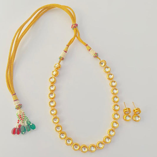 Kundan Gold Plated Round Necklace set For Women