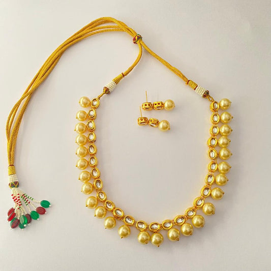 Polki  With Off White Pearl Necklace For women