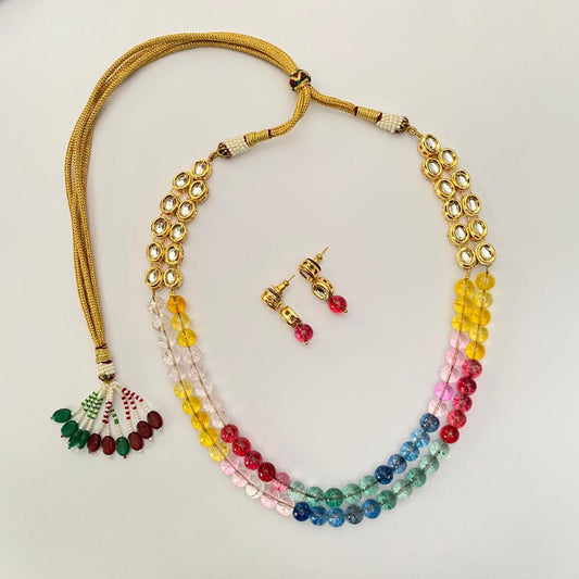 Kundan Gold Plated Multi Stone Necklace Set