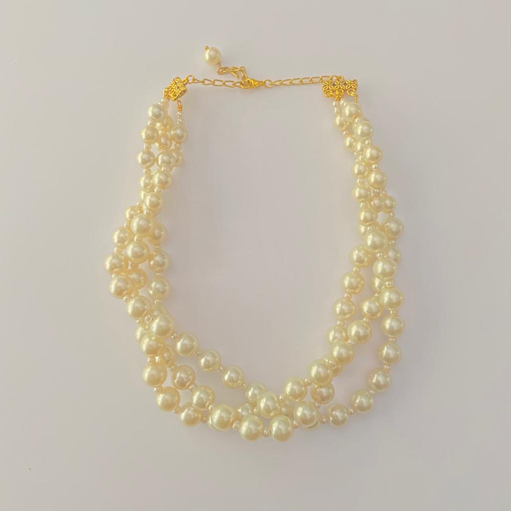 White Pearl Three Layer Latest Design Necklace set