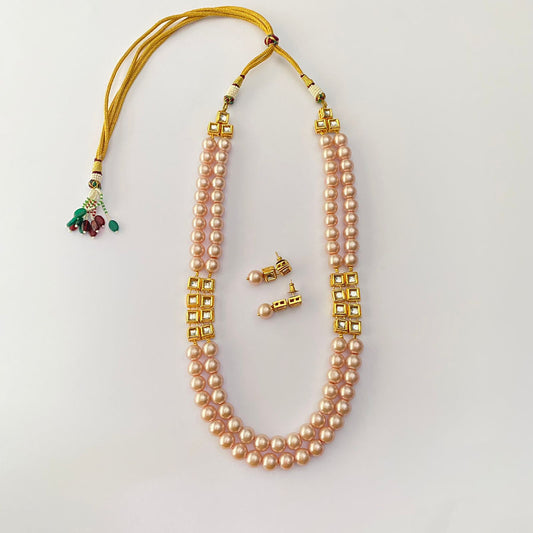 Kundan Pearl Pink Necklace