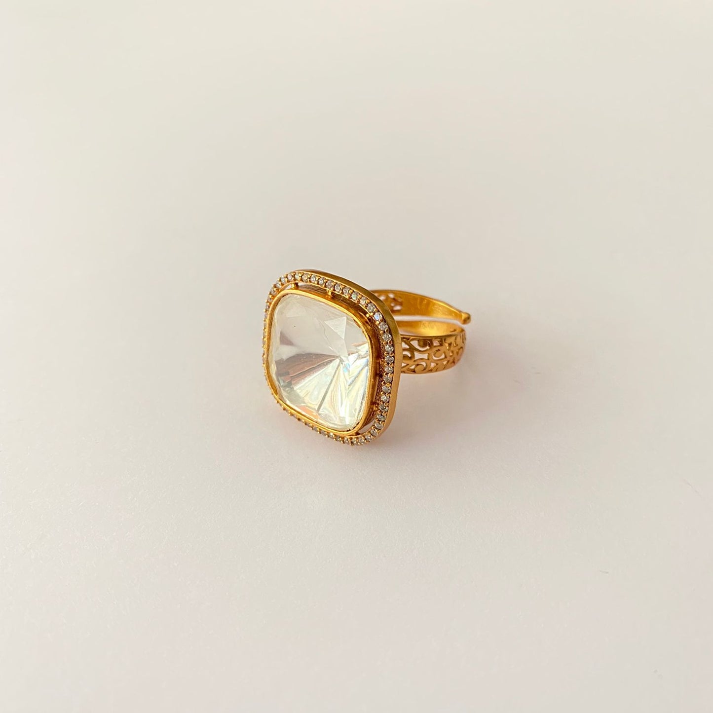 Polki Diamond gold plated Ring