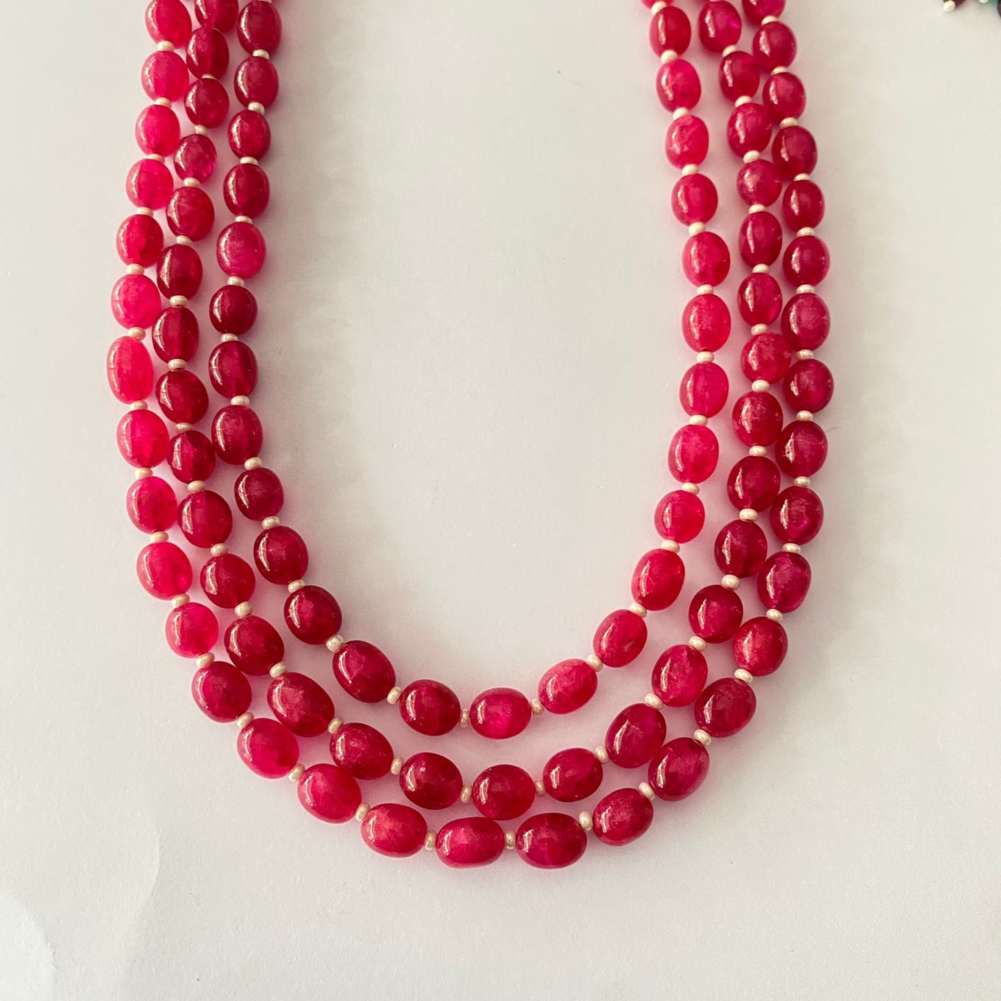 Pink Stone Necklace Set