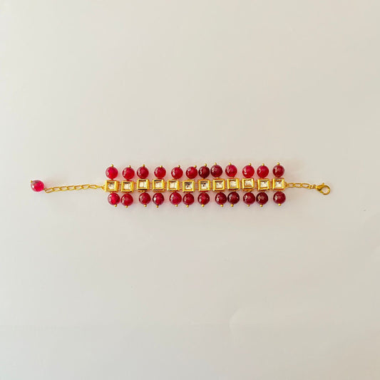 Gold Plated Kundan $ Pearl Bracelet