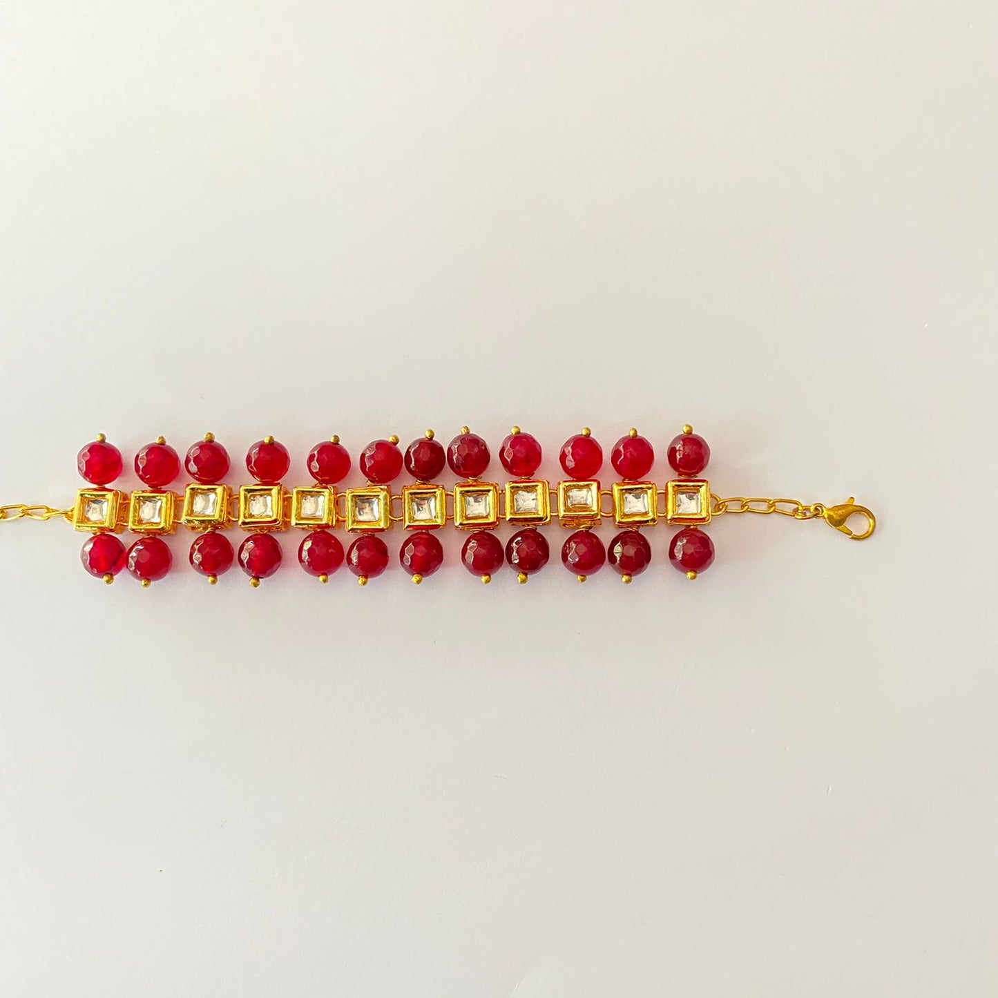 Gold Plated Kundan $ Pearl Bracelet