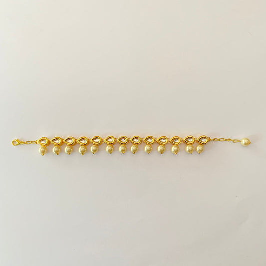 Kundan $ Pearl Gold Plated Bracelet