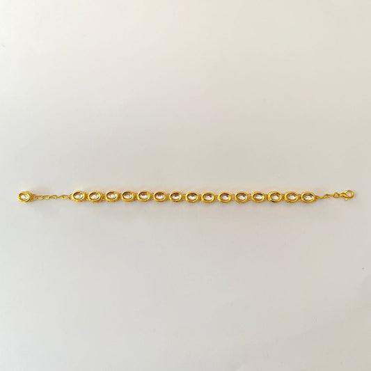 Gold Plated Kundan Pearl Bracelet