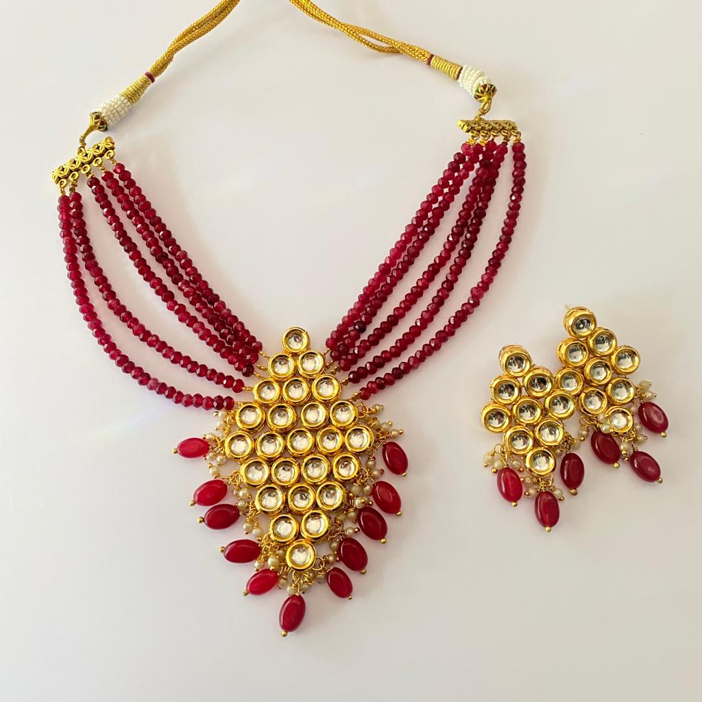 Polki Gold Plated Ruby Choker Necklace Set – OSR JEWELLERS