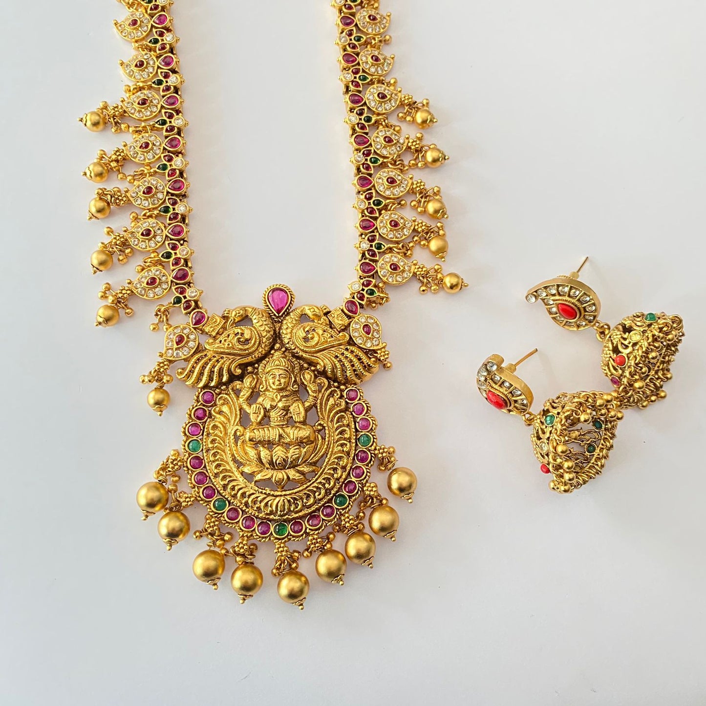 Lakshmi Designs Emerald $ Ruby Stone Necklace Set