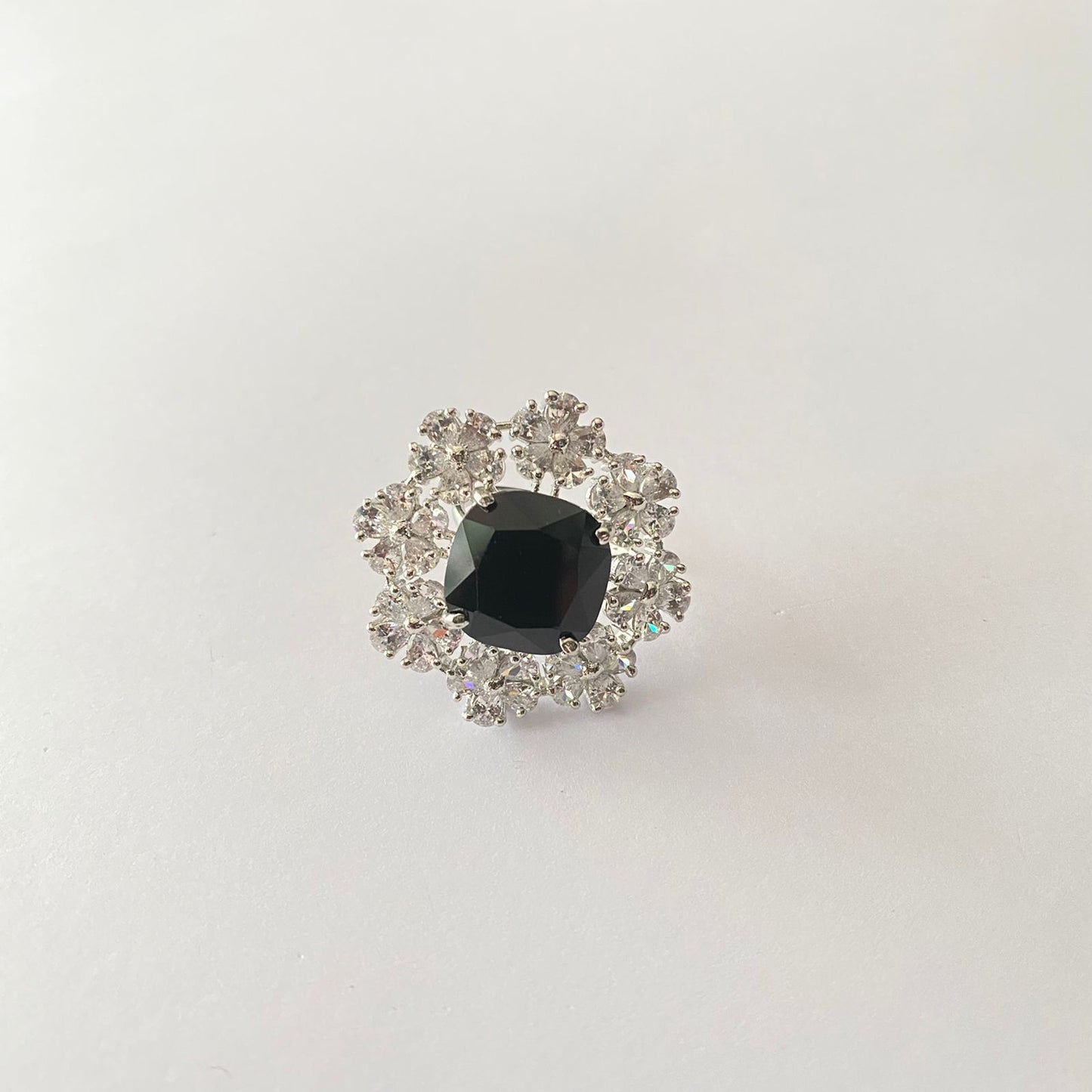 Black Diamond Silver Plated Ring