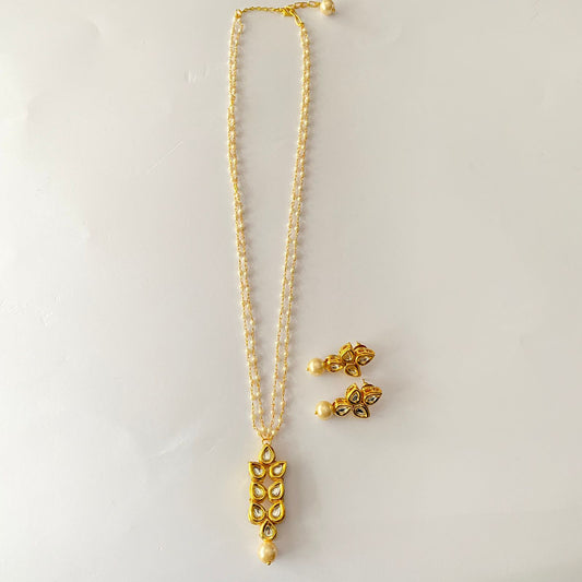 Gold Plated Kundan Pearl Necklace