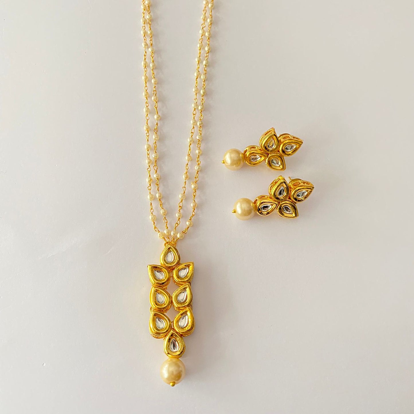 Gold Plated Kundan Pearl Necklace