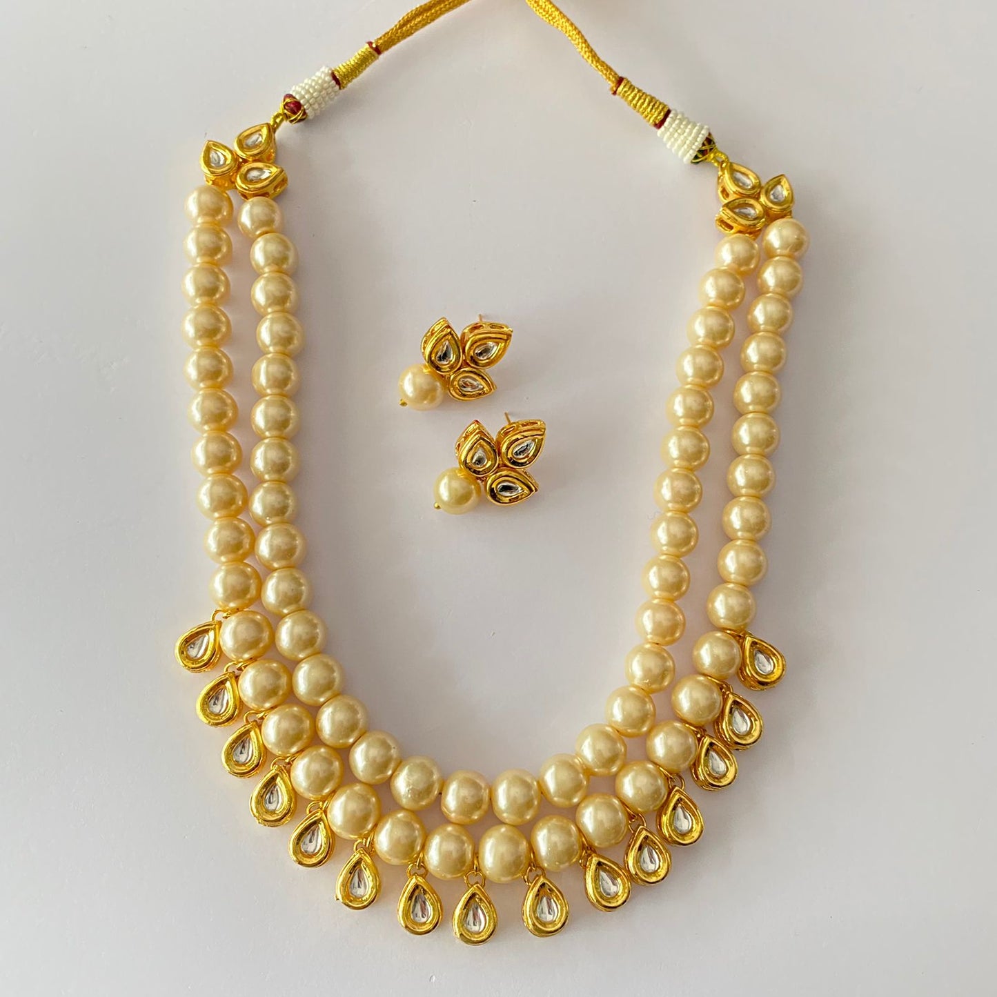 Pearl Kundan Drop Necklace Set