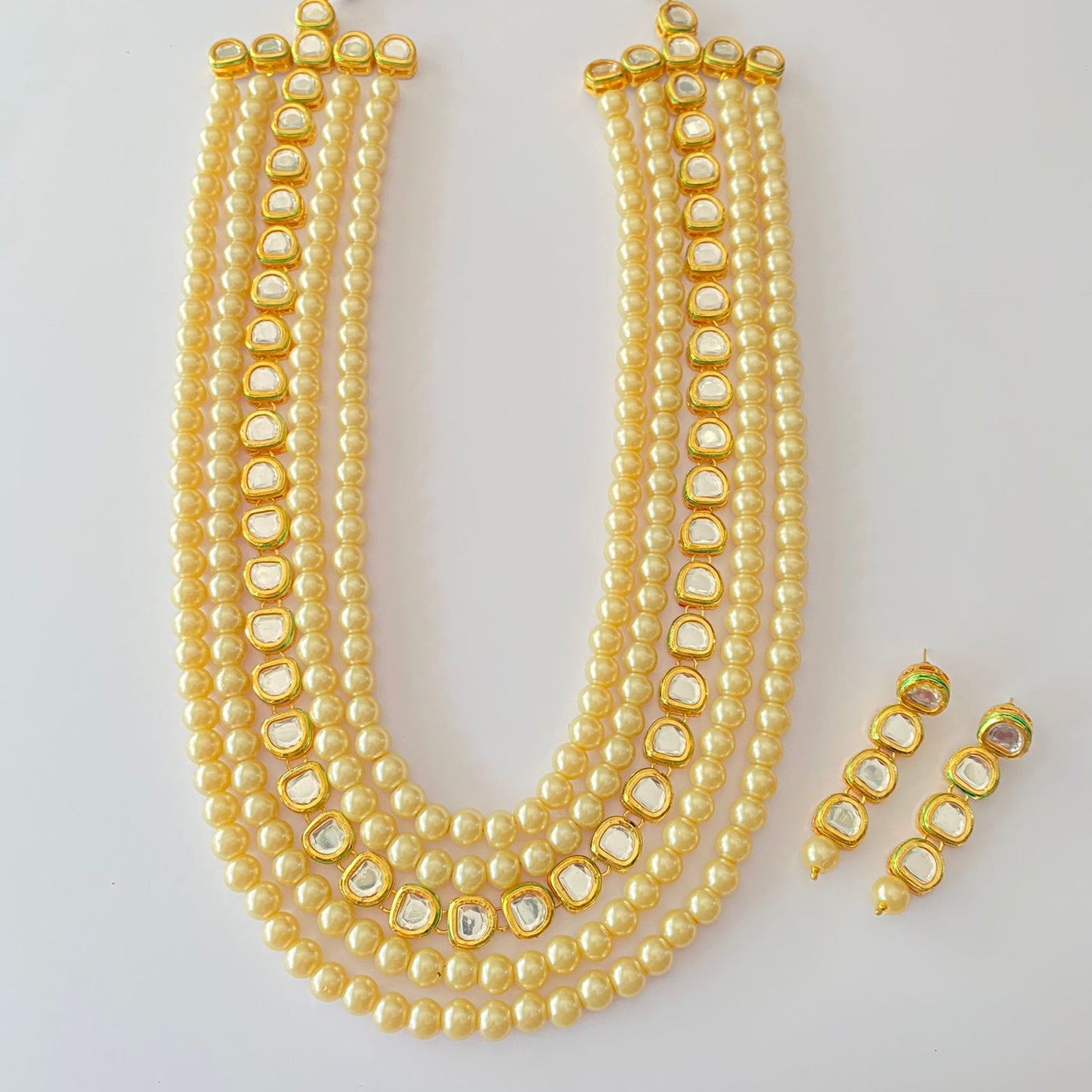 Pearl Kundan Long Necklace Set