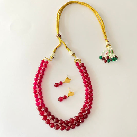 Ruby Pearl Necklace Set