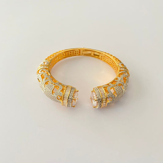 Gold Plated Diamond Open Bangle  Bracelet