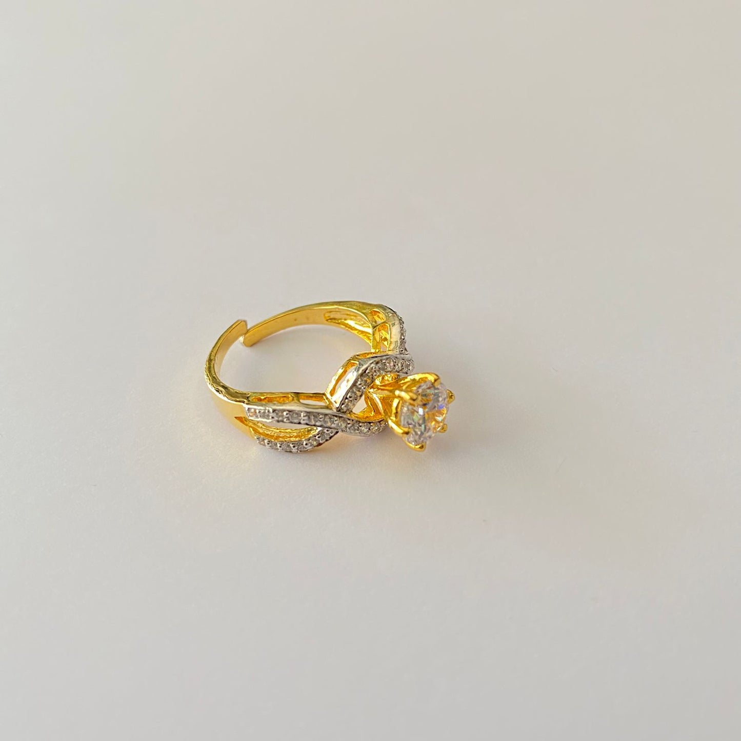 Pure Silver 92.5 Gold Plated Diamond Ring