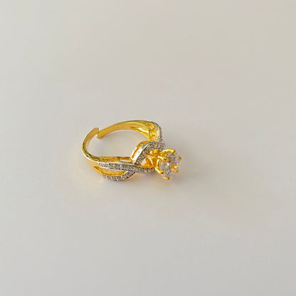 Pure Silver 92.5 Gold Plated Diamond Ring