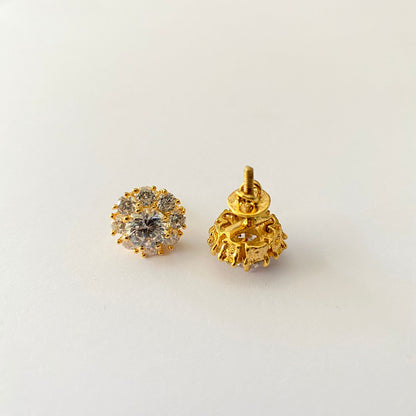 Gold Plated Pure Silver 92.5 Diamond Stud