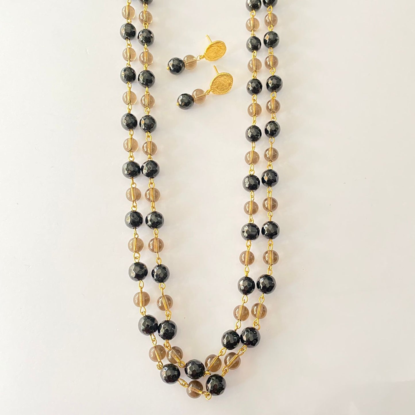 Black & Grey Stone Necklace Set