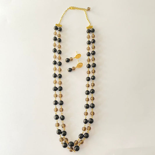 Black & Grey Stone Necklace Set