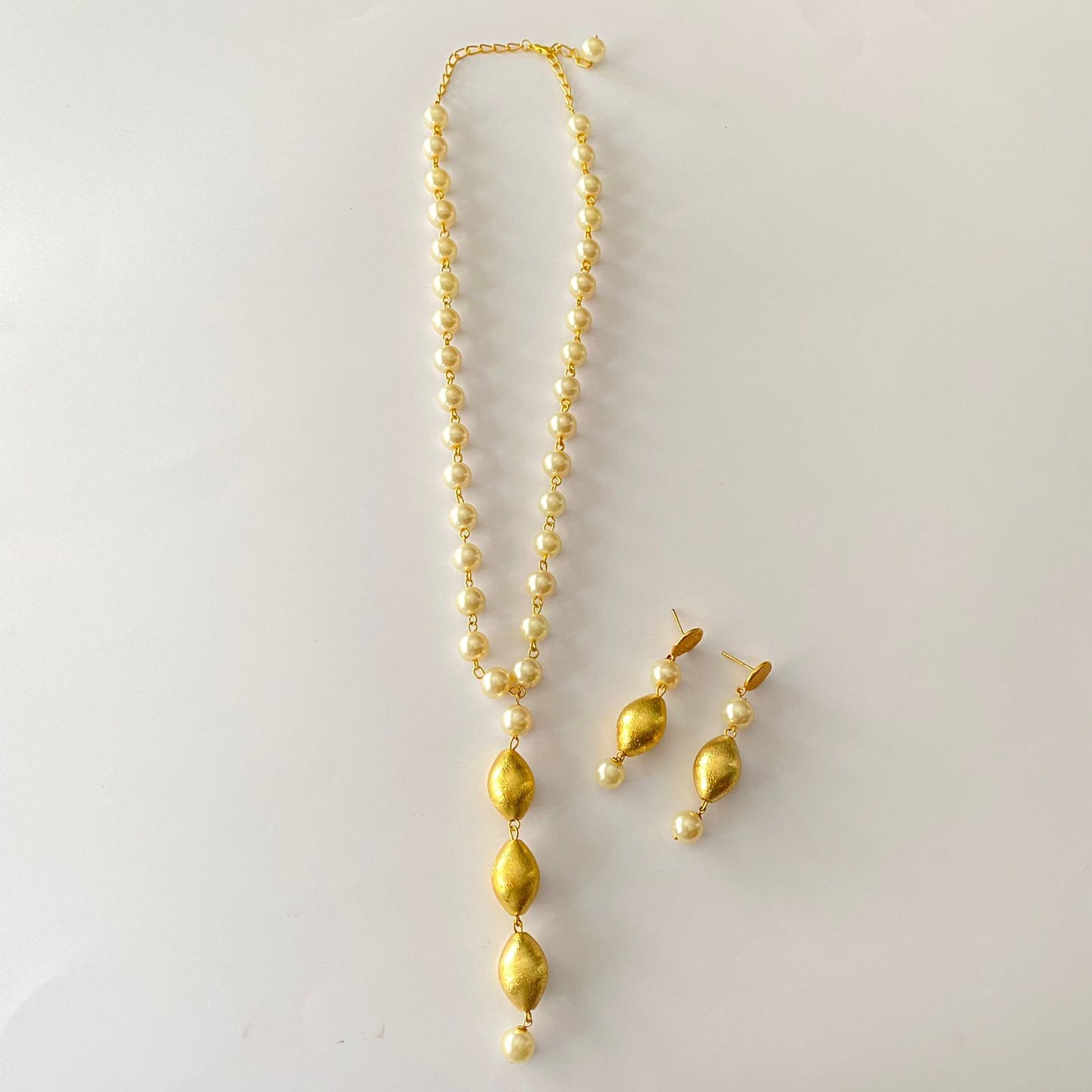 Gold Plated Pearl Necklace Set