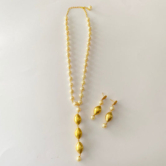 Gold Plated Pearl Necklace Set