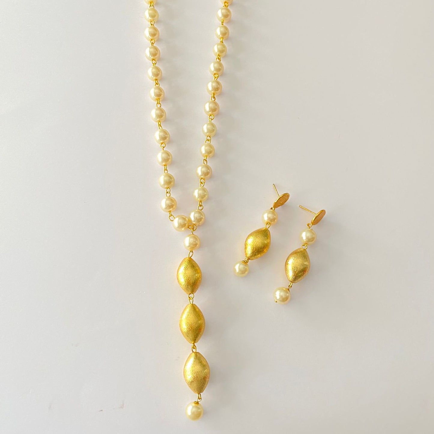 Gold Plated Pearl Necklace Set