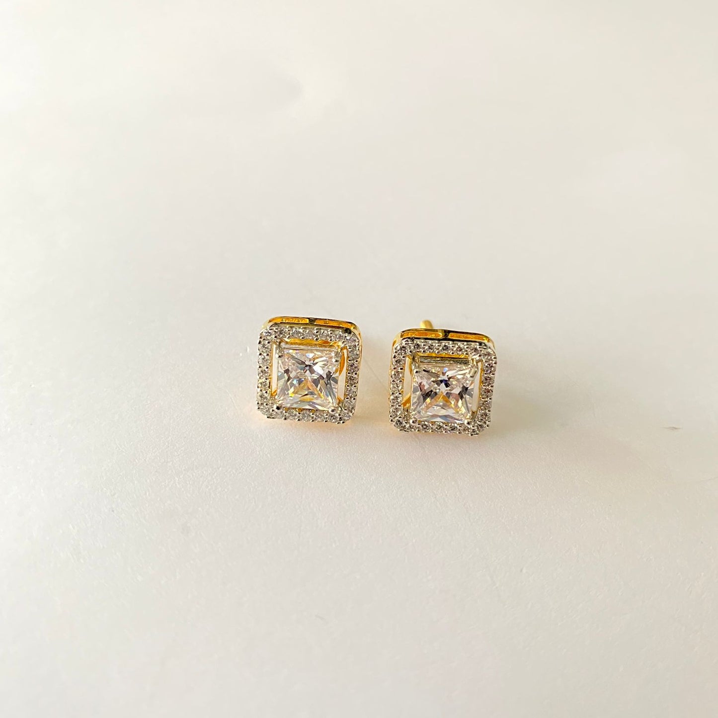 Square Shape Gold Plated Diamond Solitaire