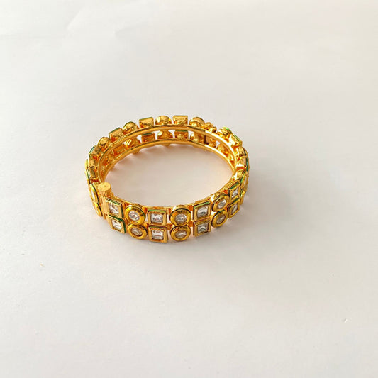 Gold Plated Kundan Polki Bangle Single