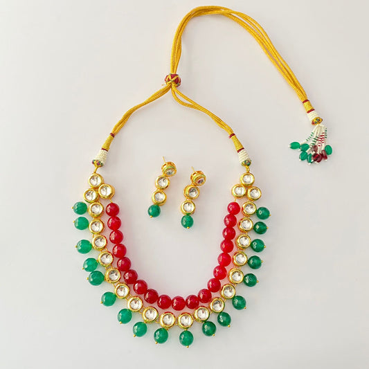 Kundan Ruby & Emerald Pearl Necklace