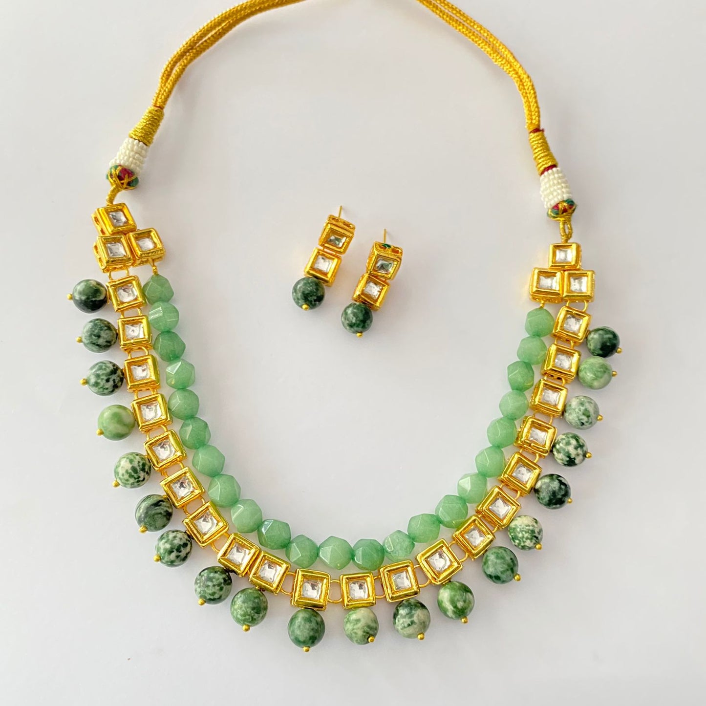 Square Kundan Pearl Necklace