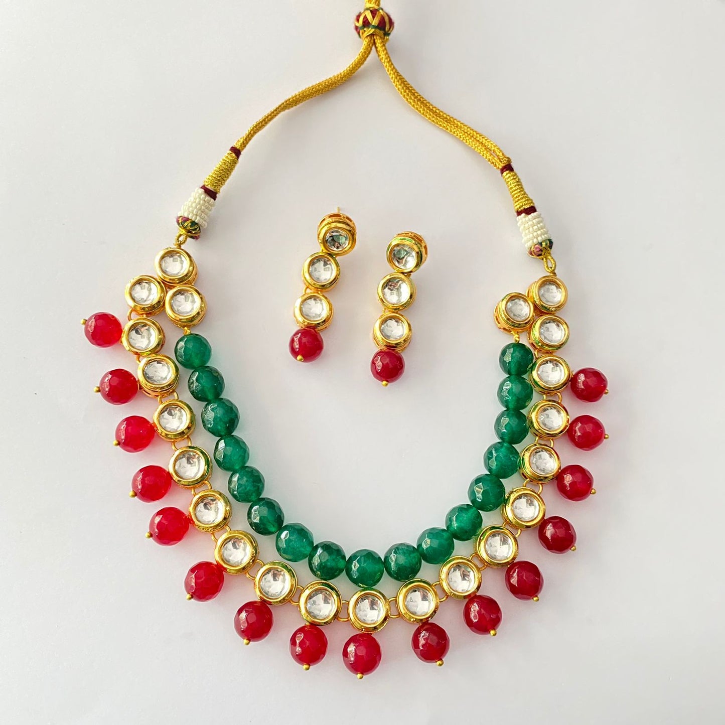 Emerald $ Ruby Kundan Pearl Necklace