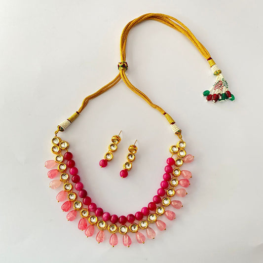 Ruby & Baby Pink Drop Pearl Kundan Necklace