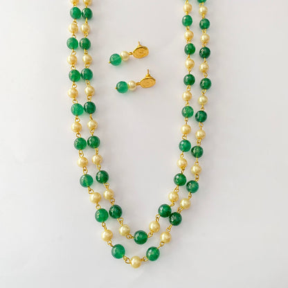 Emerald Pearl Long Necklace