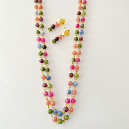 Multi Color Pearl Long Necklace