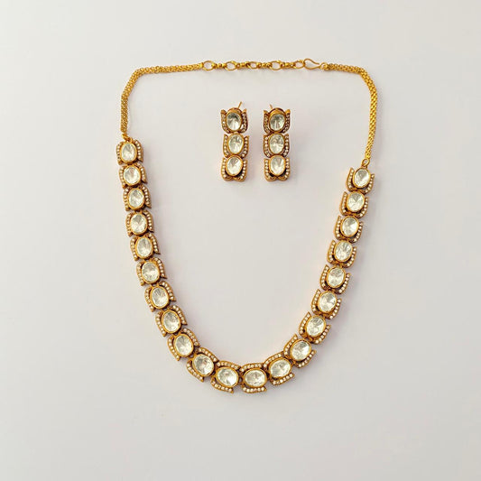Polki Diamond Gold Plated Necklace Set