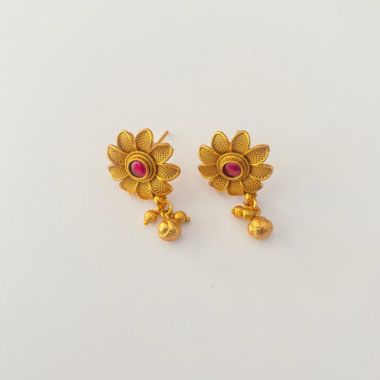 Gold Plated Floral Traditional Earring