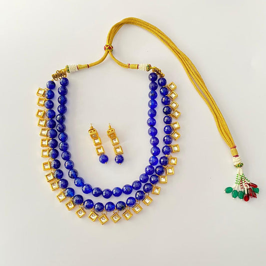 Blue Stone With kundan Necklace set