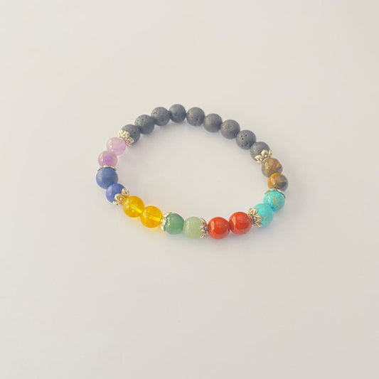7 Chakra Healing Crystal Beads Multicolor Bracelet for Men and Women