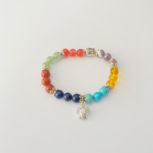 7 chakra Healing Tortoise Crystal Beads Multicolor Bracelet for Men and Women